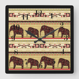 Horloge Carrée Le patchwork africain