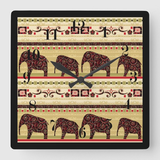 Horloge Carrée Le patchwork africain (Recto)