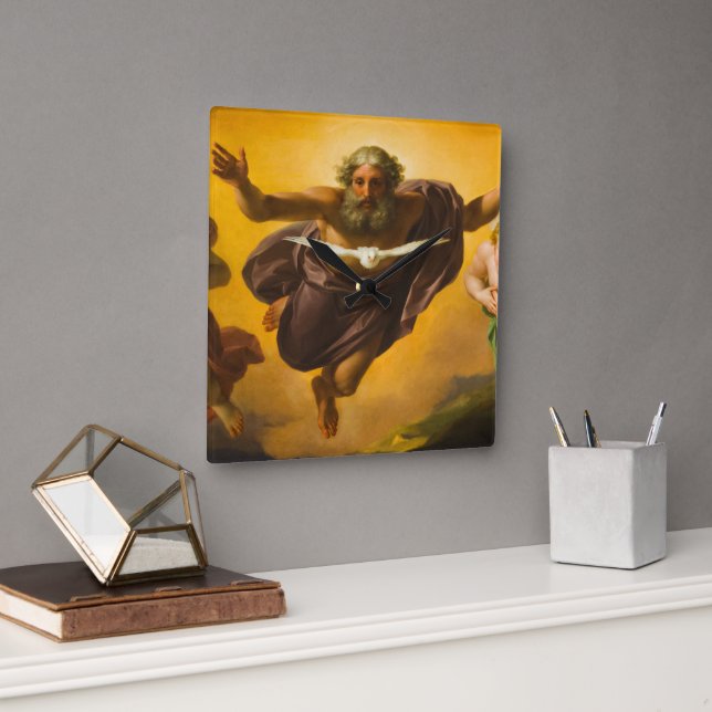 Horloge Carrée Le Père Eternel, Passion du Christ par Mengs (Bureau)