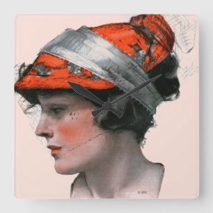 Horloge Carrée Le profil de la femme