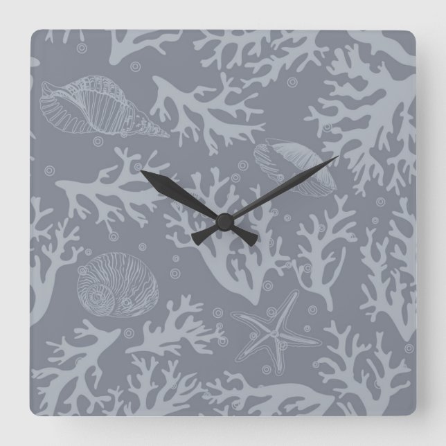 Horloge Carrée Le récif corallien de style Hipster (Recto)