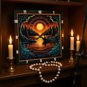 Horloge Carrée Le rêve des pêcheurs de nuit
