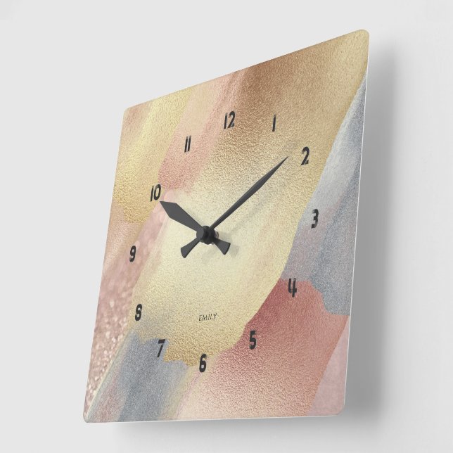 Horloge Carrée Le Shimmering de Pastel Colors (Angle)