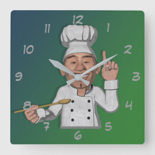 Horloge Carrée Le style de bande dessinée du chef 2