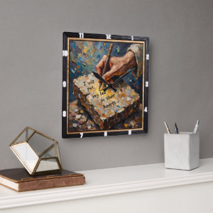 Horloge Carrée Le Stylo de Dieu : Promesse du Coeur