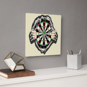 Horloge Carrée Le tableau de fléchettes sur votre poitrine ! set 