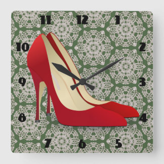 Horloge Carrée le talon haut rouge chausse l'horloge