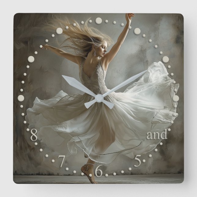 Horloge Carrée Le temps du danseur... et 5 6 7 8 (Recto)