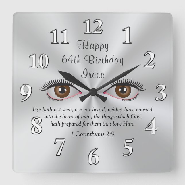 Horloge Carrée Le vers personnalisable de bible synchronise (Recto)