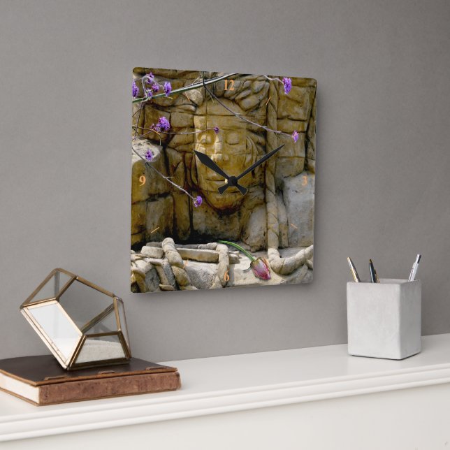Horloge Carrée Le visage de grès de Lyme (Bureau)