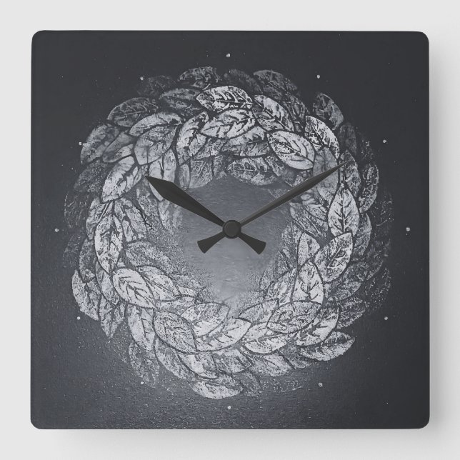 Horloge Carrée leaves prints in circle (Recto)