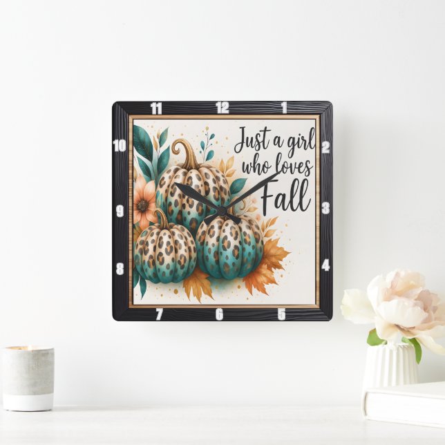 Horloge Carrée Leopard Citrouille fille aime chute (Maison)