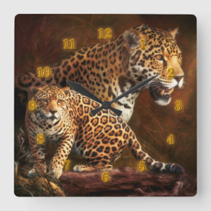 Horloge Carrée LEOPARD "La Nuit Sauvage"