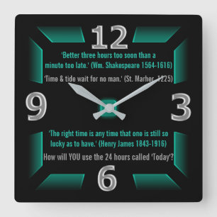 Horloge Carrée Les 24 heures suivantes sont à vous (vert, noir, g