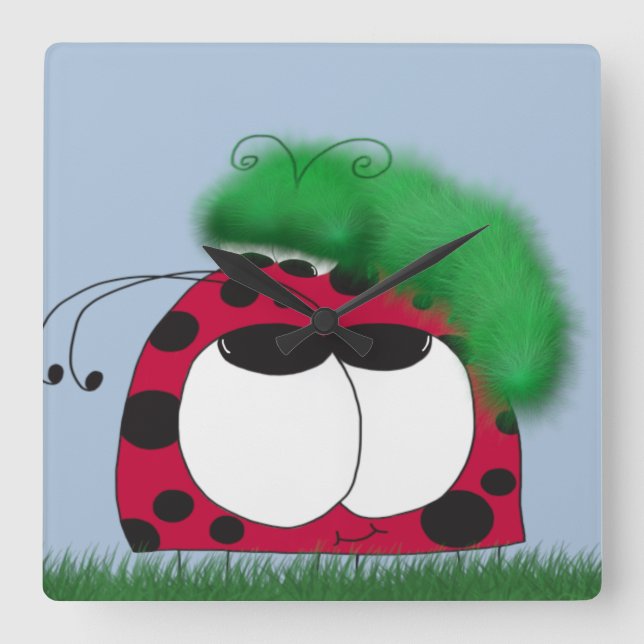 Horloge Carrée Les amis rares Ladybug et Caterpillar (Recto)