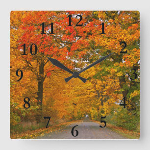 Horloge Carrée Les arbres colorés d'automne