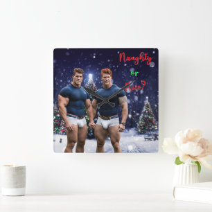 Horloge Carrée Les arbres de Noël lumineux de SlipperyJoe deux mu