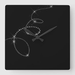 Horloge Carrée Les cristaux gris Swarovski de Faux noir aiment