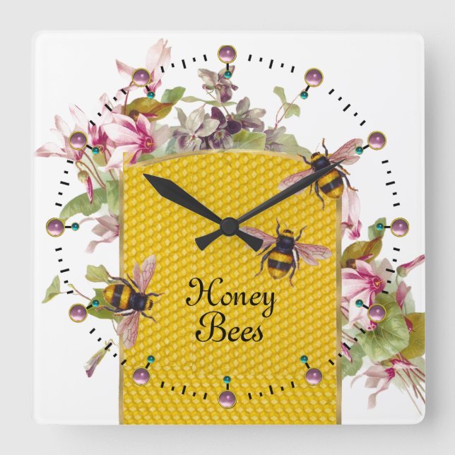 HORLOGE CARRÉE LES CYCLAMES D'HONEY, BEEKEEPER (Recto)