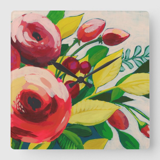 Horloge Carrée Les fleurs vivaces (Recto)