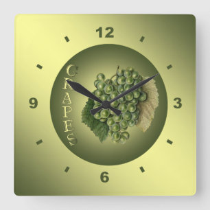 Horloge Carrée Les Grapes Blanches