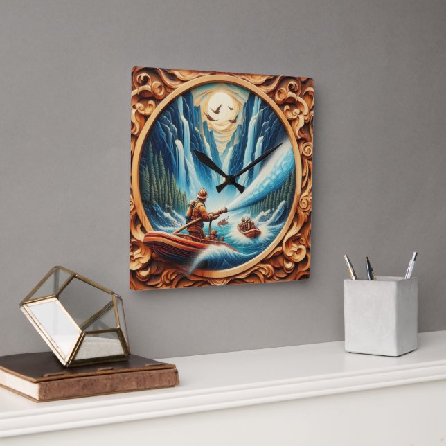 Horloge Carrée Les pompiers ont chargé sur leur bateau (Bureau)