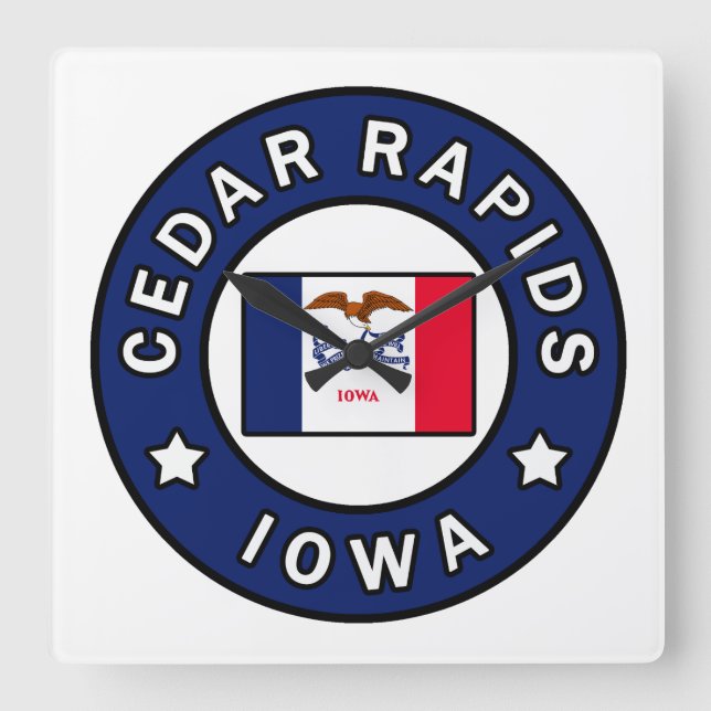 Horloge Carrée Les rapides de cèdre Iowa (Recto)