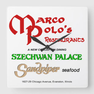 Horloge Carrée Les restaurants de Marco Polo, Evanston, IL