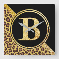 Lettre B Monogramme Empreinte de léopard or et noi