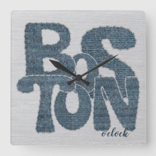 Horloge Carrée Lettre en Denim de Boston