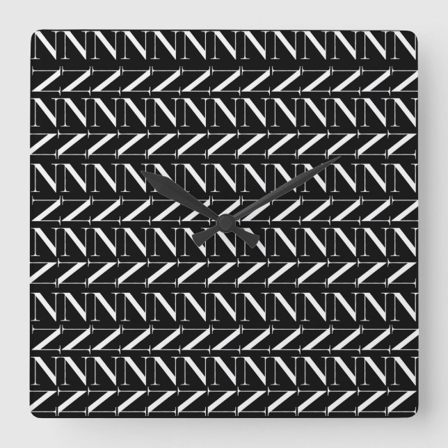 Horloge Carrée Lettre initiale monogramme N (Recto)