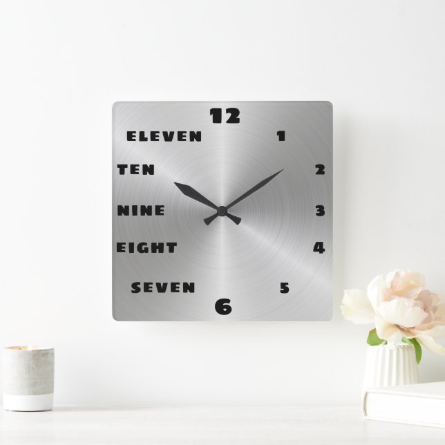 Horloge Carrée LETTRE NOIRE BRÛLÉE Tendance Numéro visage (Maison)