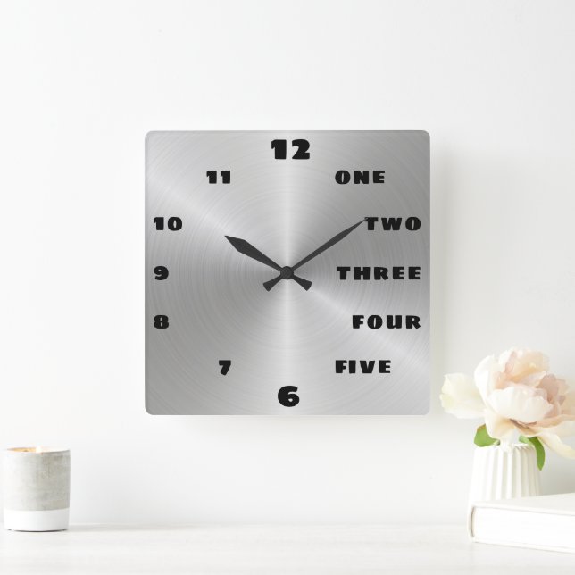 Horloge Carrée LETTRE NOIRE BRÛLÉE Tendance Numéro visage (Maison)