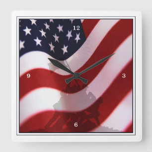 Horloge Carrée lever le drapeau à Iwo Jima 2ÈME GUERRE MONDIALE