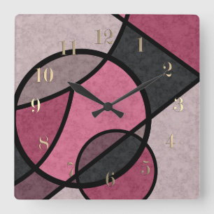 Horloge Carrée Lever rose, abstrait