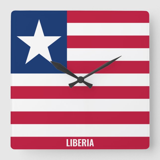 Horloge Carrée Liberia Drapeau patriotique éblouissant (Recto)