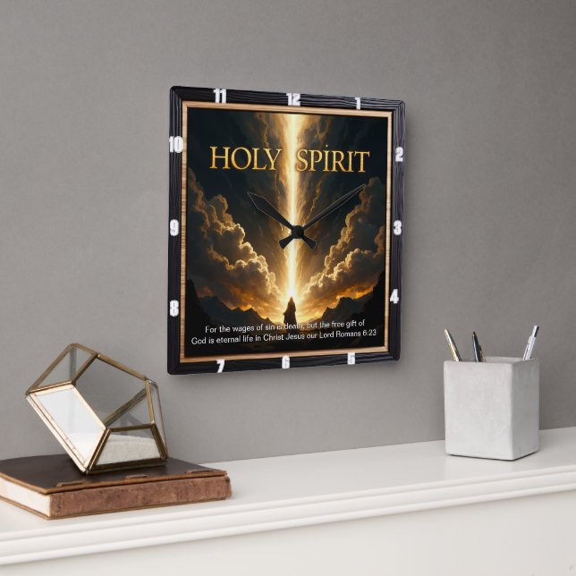 Horloge Carrée Light Descends Cross Mountain Golden Life (Bureau)