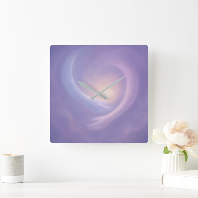 Horloge Carrée Light Embrace Serene Abstract in Lavender Light (Maison)