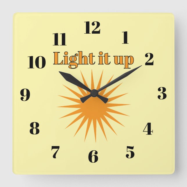 Horloge Carrée Light it up, yellow (Recto)