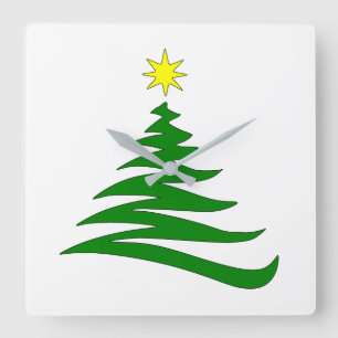 HORLOGE CARRÉE **LIGHT UP THE HOLIDAY TREE** SQUARE WALL CLOCK