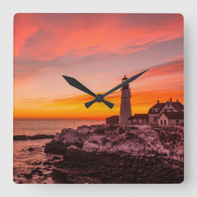Horloge Carrée Lighthouses |  Portland Head Cape Elizabeth Maine (Recto)