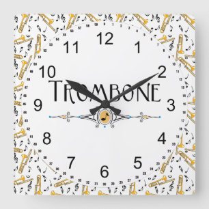Horloge Carrée Ligne décorative Trombone