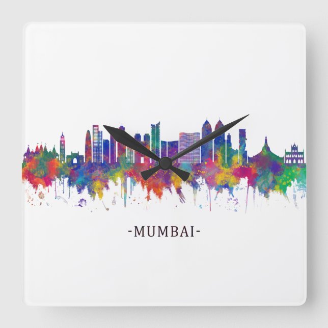 Horloge Carrée Ligne Skyline Mumbai Maharashtra (Recto)