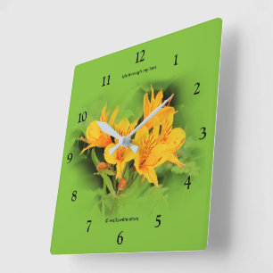 Horloge Carrée Lily des Incas / Alstroemeria jaune