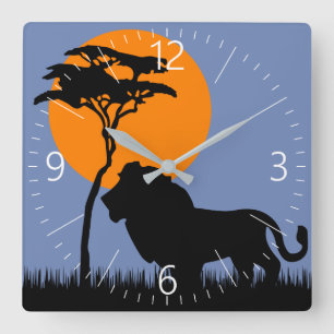 Horloge Carrée Lion