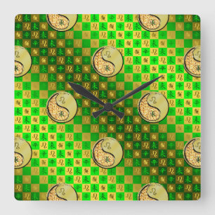 Horloge Carrée Lion & Bouc Métal