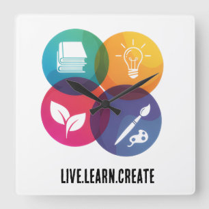 Horloge Carrée Live.Learn.Create