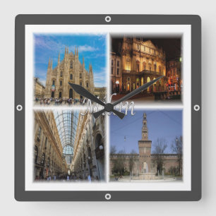 Horloge Carrée LMD117 Mosaïque MILAN, Lombardie, Italie,