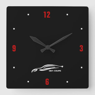 Horloge Carrée Logo blanc de traçage de coupé de genèse