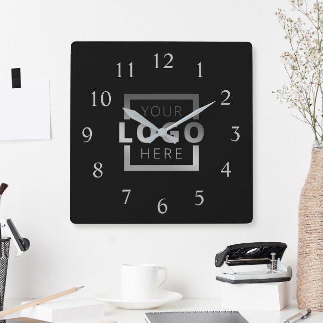 Horloge Carrée Logo de l'entreprise personnalisée (Créateur téléchargé)